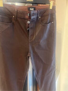 Paige Brick Colored Coated Button-Fly Jeans